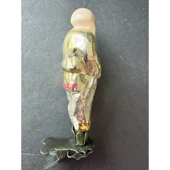 Antique USSR Soviet Fisherman Seine Mercury Glass Clip On Christmas Ornament